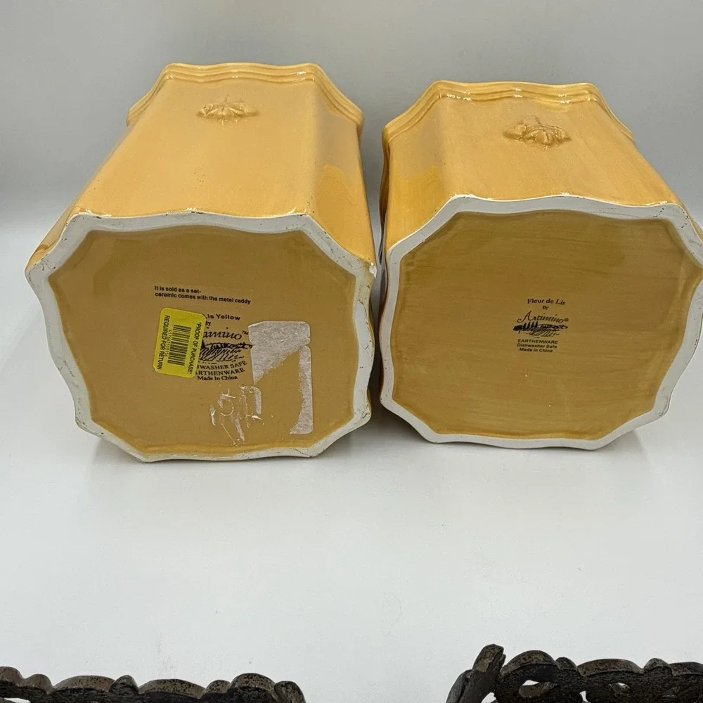 Fleur de Lis  Artimino Two Piece Canister Set Yellow